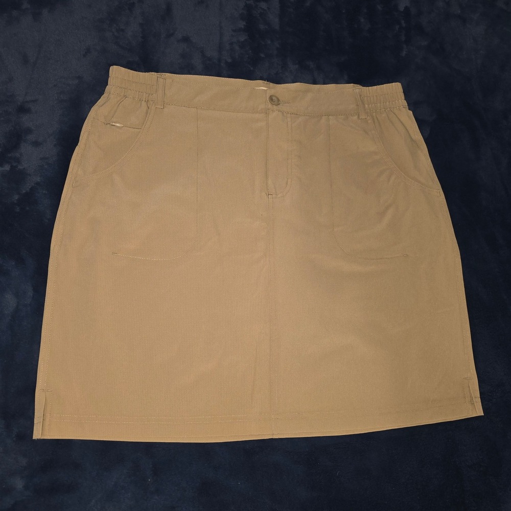 Tilley Womens Khaki Ripstop Travel Skort Size Large Hiking Active Outdoor Tan